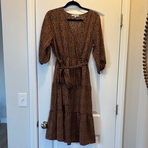 Elegant Animal Print Midi Dress